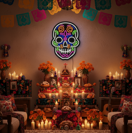 La Catrina Skull Neon Sign